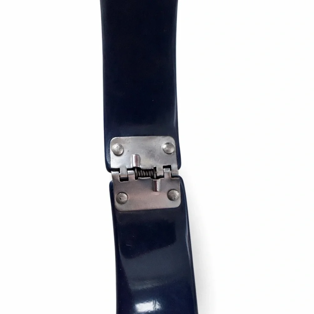 RARE Vintage Navy Crystal Clamper Bangle Bracelet | Light Sapphire Stones